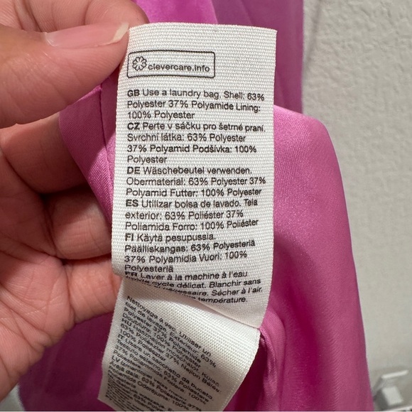 & Other Stories Jacquard Puff Wrap Floral Mini Dress Pink Size M - Picture 15 of 15